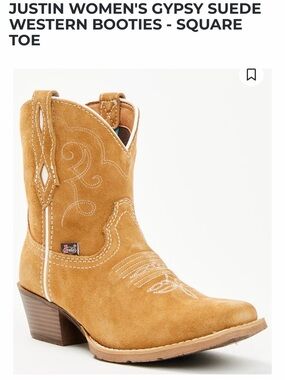 New in Box Justin Gypsy Suede Western Boots in Camel Womens 7.5 B